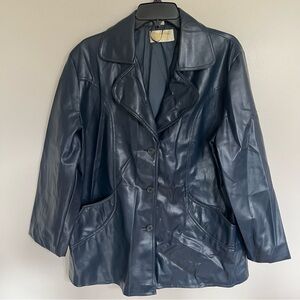 Women’s Vintage 70’s Fingers Fashions Blue Polyvinyl Jacket‎ Size 38